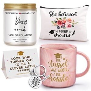 graduation gifts for her 2023,graduation gifts the tassel was worth the hassle-graduation coffee mug candles keychain set-college student gifts new job gift graduated women congratulations gifts