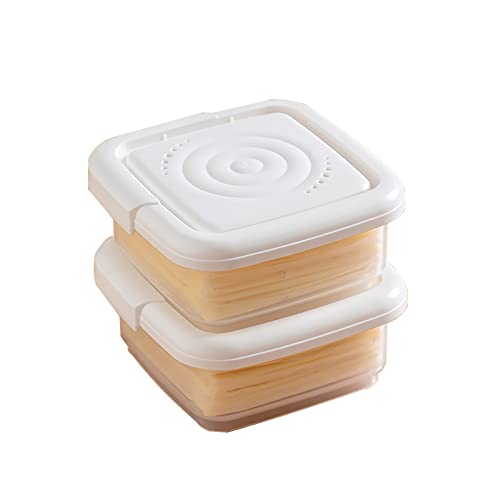 2 Pack-Plastic Cheese Storage Containers with Lids Airtight,Cheese Slice Storage, Keeps Cheese Fresh and Delicious Cheese Container for Fridge (White)