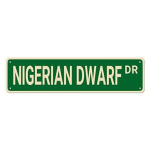 pereming nigerian dwarf dr street signs, goat sign goat gift animal signs metal tin signs, funny wall decor for home/bedroom/man cave/bar/pub 16x4 inch