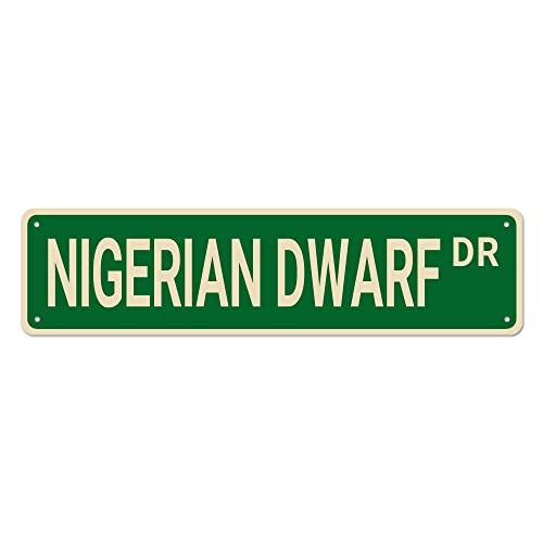 PEreming Nigerian Dwarf Dr Street Signs, Goat Sign Goat Gift Animal Signs Metal Tin Signs, Funny Wall Decor for Home/Bedroom/Man Cave/Bar/Pub 16x4 Inch