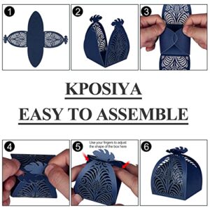 KPOSIYA Pack of 70 Laser Cut Favor Boxes, 2.8”x2.5”x3.2” Wedding Party Small Gift Boxes Hollow Out Candy Box for Wedding Birthday Party Baby Shower Bridal Shower Favors (pack of 70, Navy)