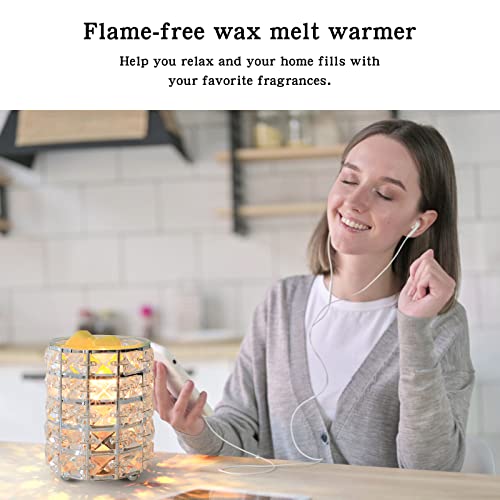 Wax Melt Warmer, Wax Warmer for Scented Wax Electric Wax Melter Candle Wax Warmer Gifts for Women, Wax Warmer for Wax Cubes Decor, Wrought Iron Crystal Wax Burner for Home