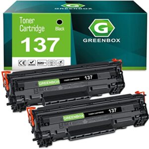 greenbox compatible toner cartridge replacement for canon 137 crg137 9435b001aa mf236n d570 lbp151dw mf247dw mf249dw mf232w mf244dw printer (2 black)