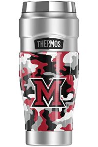 thermos miami university (oh) official camo stainless king stainless steel travel tumbler, vacuum insulated & double wall, 16oz