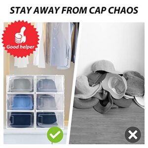 Apobabo Hat Organizer for Baseball Caps, Transparent Dust-Free Cap Rack Box Display, Easy Assembly Stackable Hat Storage System