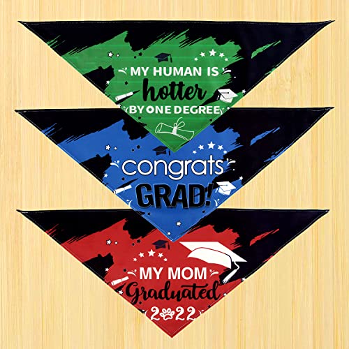 3 Pack Dog Bandana Graduation Triangle Bibs Scarf Washable Neckerchief Adjustable Pet Kerchief Scarf for Dogs Cats Pets Graduation Costume Supply Gift 2022 Congrats Grad (Blue,red,Green)