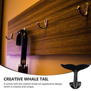 VICASKY 2pcs Cast Iron Whale Tail Towel Hooks Nautical Decor Wall Mount Coat Clothes Hanger Decorative Hanging Hook for Coat Robe Hat Clothes Towel Storage