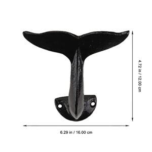 VICASKY 2pcs Cast Iron Whale Tail Towel Hooks Nautical Decor Wall Mount Coat Clothes Hanger Decorative Hanging Hook for Coat Robe Hat Clothes Towel Storage