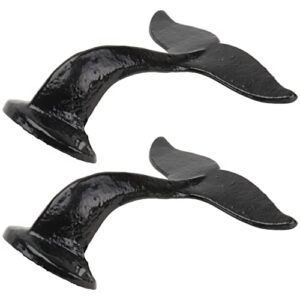 VICASKY 2pcs Cast Iron Whale Tail Towel Hooks Nautical Decor Wall Mount Coat Clothes Hanger Decorative Hanging Hook for Coat Robe Hat Clothes Towel Storage