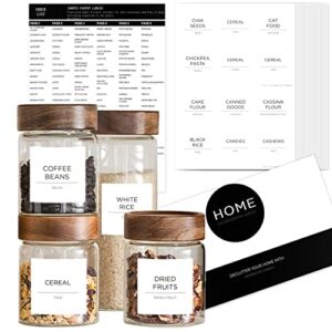 v2croft 168 pantry labels for food containers, minimalist white matte stickers black fine line text,preprinted waterproof label for glass jars, bottles & canisters,pantry organization storage