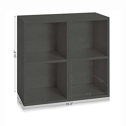 Way Basics 4 Cubby Bookshelf Cube Shelf Closet Organizer and Storage