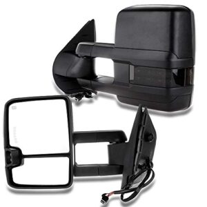 ocpty towing mirrors with power adjusted heated turn signal light black housing left and right tow mirrors compatible with 2007-13 for chevy avalanche 1500 suburban 1500 2500 tahoe for gmc yukon