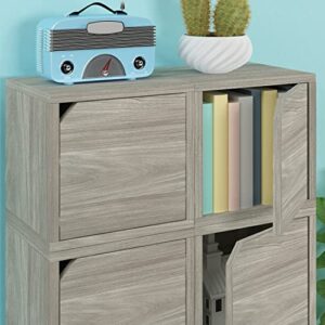 Way Basics Stackable Bookshelf Cube with Door Modular Closet Organizer and Storage (Tool-Free Assembly), Aspen Grey