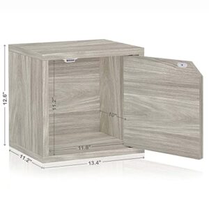 Way Basics Stackable Bookshelf Cube with Door Modular Closet Organizer and Storage (Tool-Free Assembly), Aspen Grey