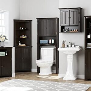 UTEX Bathroom Cabinet Wall Mounted, Wood Hanging Cabinet, Wall Cabinets with Doors and Shelves Over The Toilet for Bathroom,Espresso