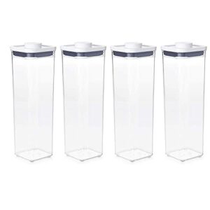oxo good grips pop container - airtight food storage - 2.3 qt square (set of 4) for spaghetti and more