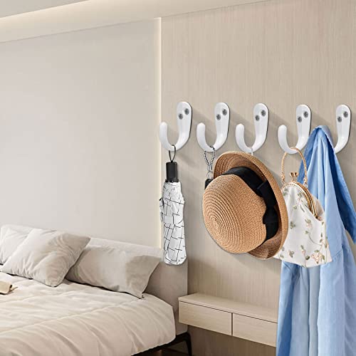 NearMoon Coat Hooks Wall Mounted - Heavy Duty Metal Single Prong Robe Hanger Rustproof Wall Hooks for Towel Hat Key Bag on Bathroom, Kitchen, Livingroom(10 Pack, White)