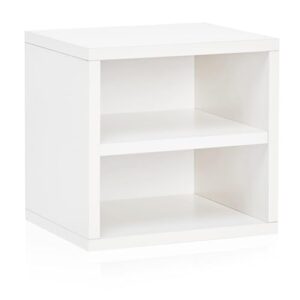 way basics stackable bookshelf cube 2-tier shelf modular closet organizer and storage (tool-free assembly)