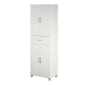 pemberly row transitional storage cabinet with drawer in white