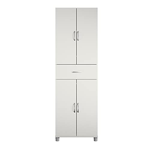 Pemberly Row Transitional Storage Cabinet with Drawer in White