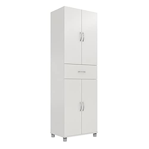 Pemberly Row Transitional Storage Cabinet with Drawer in White