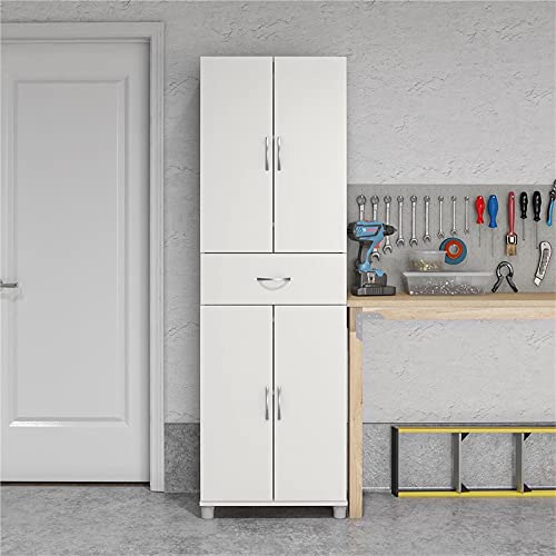 Pemberly Row Transitional Storage Cabinet with Drawer in White