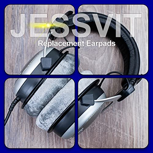 Ear Pads Replacement for MMX 300, DT 770 Pro, DT 880 Pro, DT 990 Pro, DT 1770 Pro, DT 1990 Pro, DT 177X, T 90, Softer Memory Foam, Extra Durability by JESSVIT (Grey)