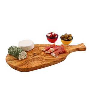 Cleminson 16" x 7" Olive Wood Chopping, Serving and Charcuterie Board with Handle