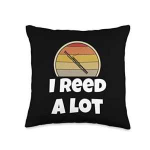 bassoon player gifts funny bassoon player i reed a lot band musical retro throw pillow, 16x16, multicolor
