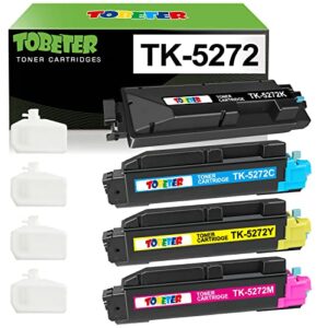 tobeter compatible tk5272 toner replacement for kyocera tk-5272 tk-5272k tk-5272c tk-5272m tk-5272y toner cartridge for ecosys m6230cidn m6235cidn m6630cidn p6230cdn printers (bk/c/m/y, 4 pack)