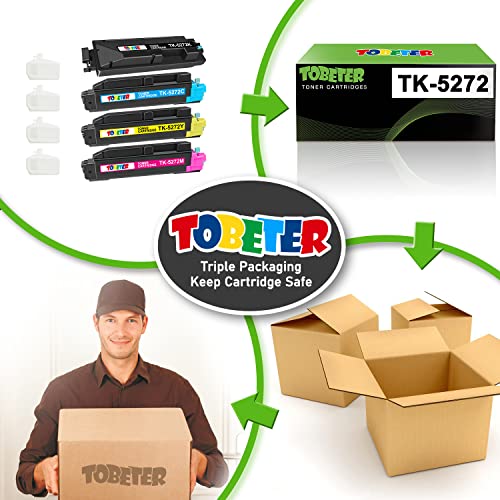 ToBeter Compatible TK5272 Toner Replacement for Kyocera TK-5272 TK-5272K TK-5272C TK-5272M TK-5272Y Toner Cartridge for ECOSYS M6230cidn M6235cidn M6630cidn P6230cdn Printers (BK/C/M/Y, 4 Pack)