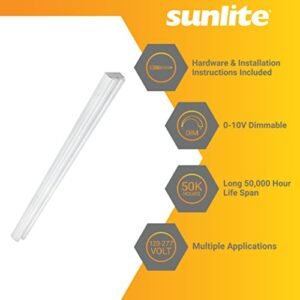 Sunlite 85553 4-Foot LED Linear Strip Light Fixture, 40 Watts, 4600 Lumens, Selectable 3 CCT 3000K-5000K, Dimmable, 50,000 Hour Life Span, 83 CRI, Surface Mount, Steel Body, ETL & DLC Listed