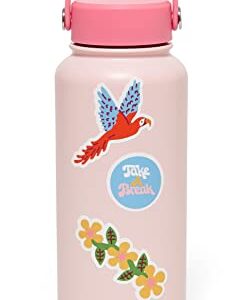 ban.do Large Water Bottle with Waterproof Sticker Pack, Stainless Steel Double Wall Tumbler, 33 Oz Insulated Metal Water Bottle (Enjoy the Little things)