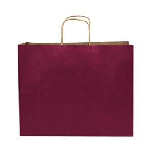 Red Gift Bags - 16x6x12 Inch 50 Pack Large Fuchsia Color Paper Bags with Handles, Boutique Bags, Shopping Bags for Small Business, Gift Wrap, Grocery, Apparel, Wedding, Birthday, Party Favors, Bulk