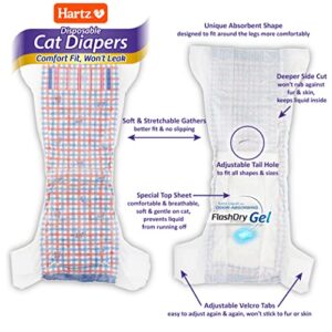 Hartz Disposable Cat Diapers, Easy to Put On, Comfortable & Secure Fit for 12 Hours Leak Protection, Multiple Sizes