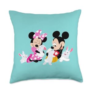 disney mickey and minnie mouse easter bunnies turquoise throw pillow, 18x18, multicolor