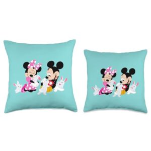 Disney Mickey and Minnie Mouse Easter Bunnies Turquoise Throw Pillow, 18x18, Multicolor