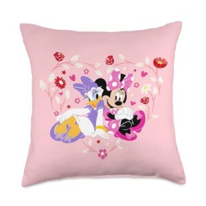 disney minnie and daisy bff heart pink throw pillow, 18x18, multicolor