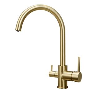 techzm tri flow water filtration kitchen faucet 3 way water filter taps brushed golden