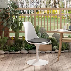 JAXPETY Swivel Tulip Side Chair for Kitchen Dining Room Office Bar w/Cushioned Seat (White & Black)