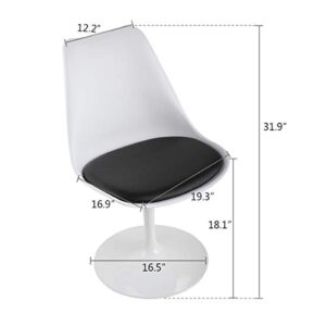 JAXPETY Swivel Tulip Side Chair for Kitchen Dining Room Office Bar w/Cushioned Seat (White & Black)