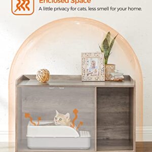 Feandrea Litter Box Enclosure, Cat Litter Box Furniture Hidden, with Front Entry, Modern Cat House for Indoor Cat, Kitty, Side End Table, 32.4 x 20.9 x 19.7 Inches, Greige UPCL001G01