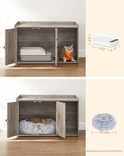 Feandrea Litter Box Enclosure, Cat Litter Box Furniture Hidden, with Front Entry, Modern Cat House for Indoor Cat, Kitty, Side End Table, 32.4 x 20.9 x 19.7 Inches, Greige UPCL001G01