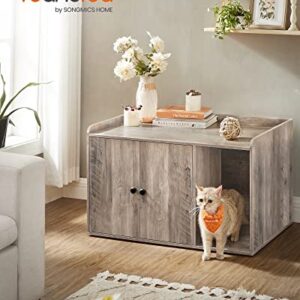 Feandrea Litter Box Enclosure, Cat Litter Box Furniture Hidden, with Front Entry, Modern Cat House for Indoor Cat, Kitty, Side End Table, 32.4 x 20.9 x 19.7 Inches, Greige UPCL001G01