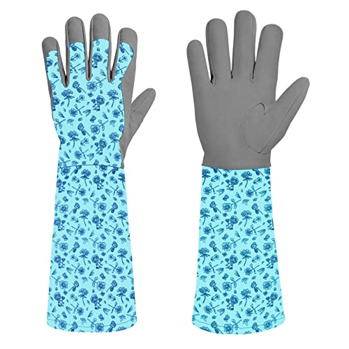 Long Gardening Gloves for Women Thorn Proof, Comfortable Soft Leather Garden Gloves for Gardening, Cleaning, Digging