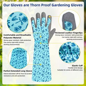 Long Gardening Gloves for Women Thorn Proof, Comfortable Soft Leather Garden Gloves for Gardening, Cleaning, Digging