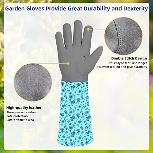 Long Gardening Gloves for Women Thorn Proof, Comfortable Soft Leather Garden Gloves for Gardening, Cleaning, Digging