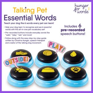 Hunger For Words Talking Pet Essential Words - 6 Piece Set Pre-Recorded Speech Buttons for Dogs, Dog Buttons for Communication