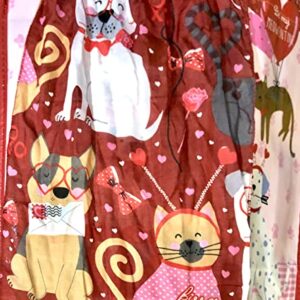 Laminated Valentine’s Day Tote & Printed Scarf Set: Pugs Cats & Kisses