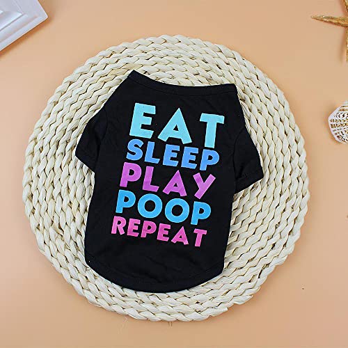 4 Pack Dog Shirt for Small Dog Girl Puppy Clothes, Eat Sleep, Kisses, Ice Cream, Love, Summer Shirt Female Pet Outfits Cat Clothing Funny Dog Cat Apparel Dachshund Yorkie French Bulldog